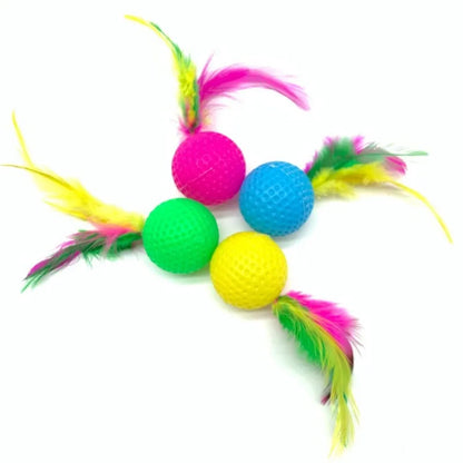 5pcs Colorful Cat Ball Sound Catch Feather