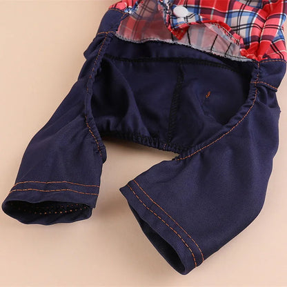 Pet Jumpsuit Coat Plaid Denim