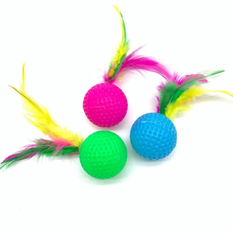 5pcs Colorful Cat Ball Sound Catch Feather